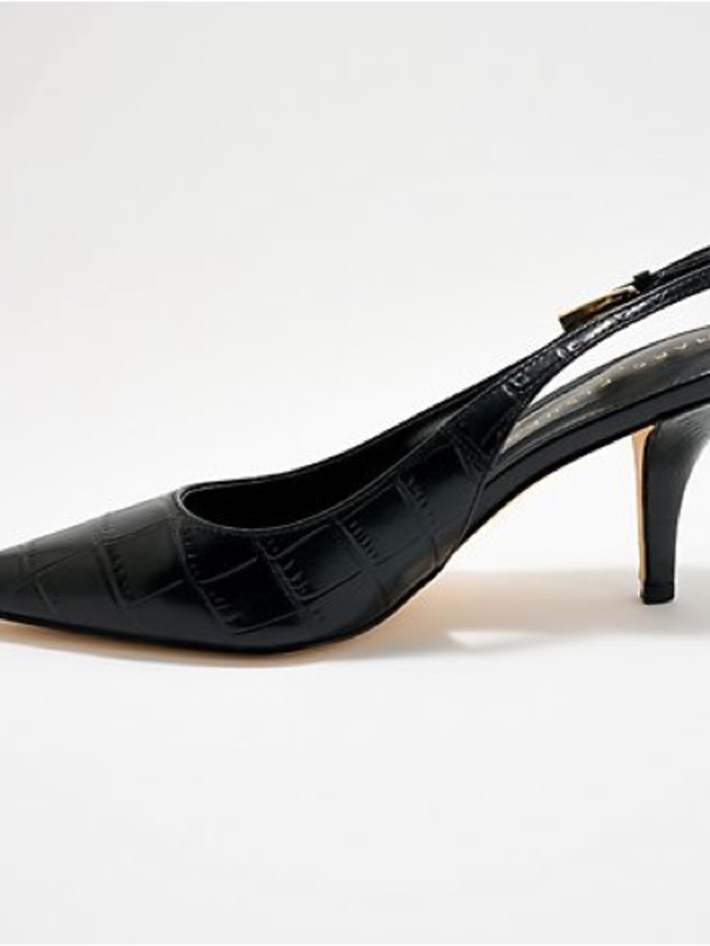 Marc Fisher LTD Dorie2 slingback pumps in a black crocodile-embossed leather - Picture 3 of 8